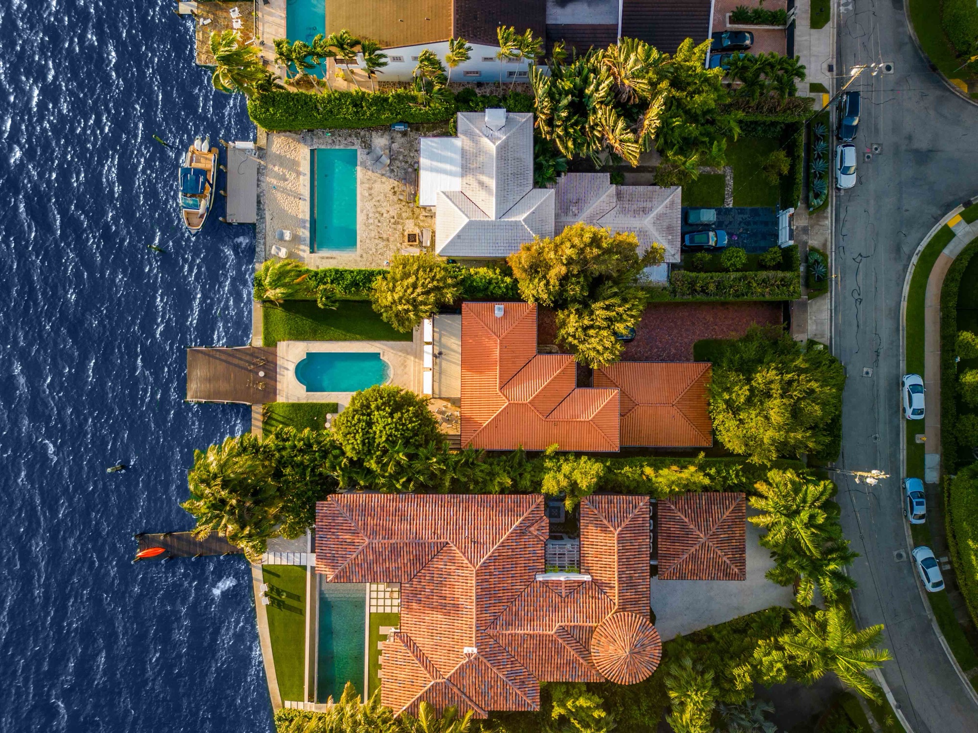 Drone shot of coastal property